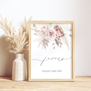 Affiche Élégant rose vif rose Dusty Faveurs Rose prendre u