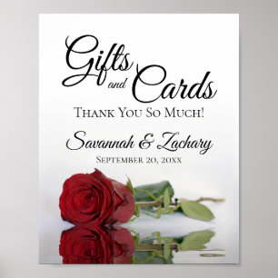 Affiche Élégant Rouge Rose Cadeaux & Cartes Mariage Signal