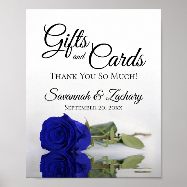 Affiche Élégant Royal Blue Rose Cadeaux et Cartes Mariage  (Devant)