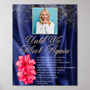 Affiche Elegant Royal Blue Velvet Floral Funeral Poem Sign