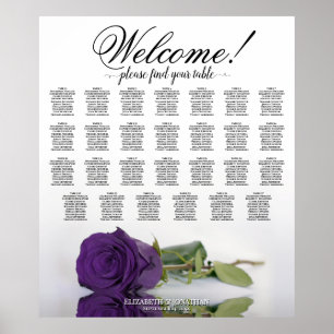 Affiche Élégant Royal Purple Rose 27 Table Seating Chart