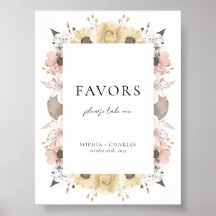Affiche Elégant Rustique Floral Romantique Mariage Faveurs