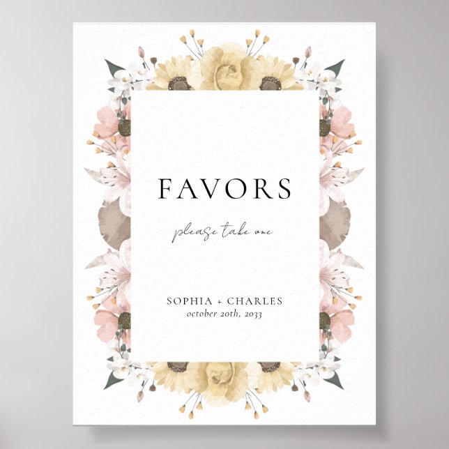 Affiche Elégant Rustique Floral Romantique Mariage Faveurs (Devant)