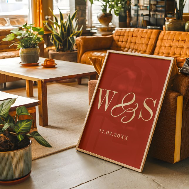 Affiche Elégant rustique paraphé mariage (Créateur téléchargé)