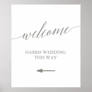 Affiche Élégant Sage Green Calligraphie Mariage de bienven