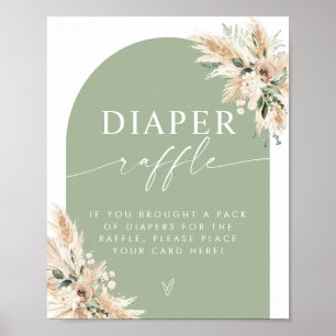 Affiche Élégant Sage Green Diaper Raffle