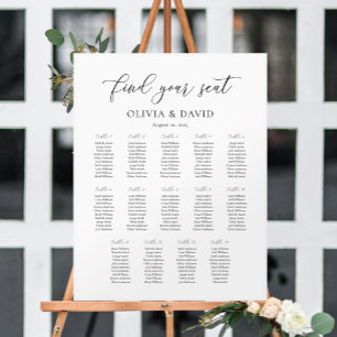 Affiche Élégant Script 14 table Seating Chart