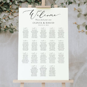 Affiche Élégant Script 18 Tables Welcome Seating Chart