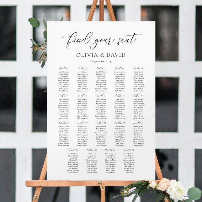 Affiche Élégant Script 19 tables Seating Chart (Créateur téléchargé)