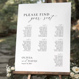 Affiche Élégant Script 7 table Siège Carte en mousse