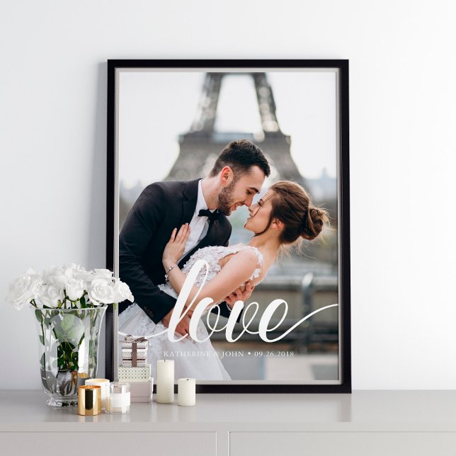 Affiche Élégant script "Amour" superposition photo (Créateur téléchargé)