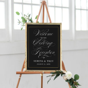 Affiche Élégant script Bienvenue à la réception de mariage