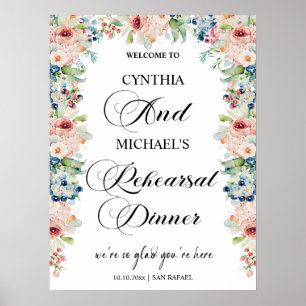 Affiche Élégant script 'Bienvenue à notre dîner de répétit