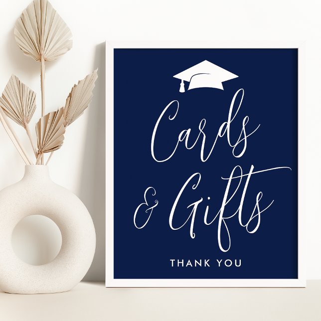 Affiche Élégant script de la marine Cartes de graduation e (Créateur téléchargé)