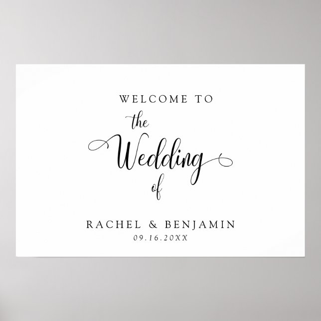 Affiche Élégant script de mariage de bienvenue minimal élé (Devant)