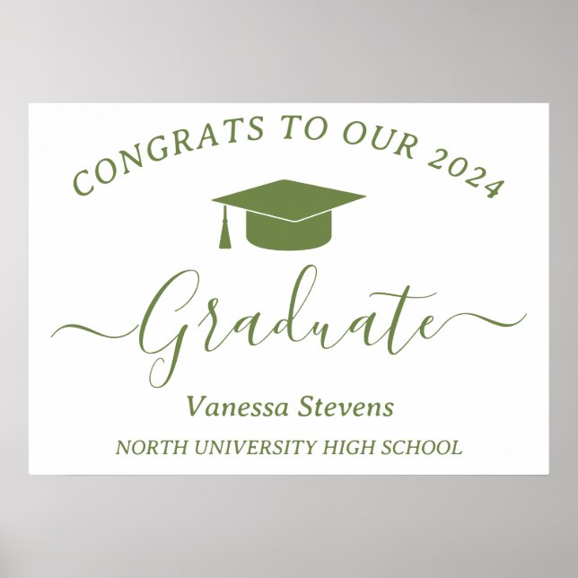 Affiche Élégant Script Félicitations de Remise des Diplôme (Devant)