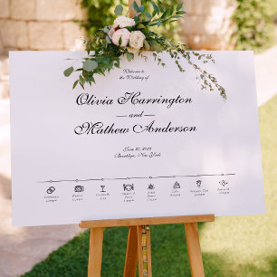 Affiche Elégant script formel Mariage Timeline Welcome