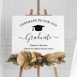 Affiche Élégant Script Graduation Congrats Moderne Blanc<br><div class="desc">Poster moderne de faire-part de graduation dispose d'un design simple et masculin avec le maillot de sport inspiré,  parfait pour votre élève étoilé et athlète de variété. Les tons vert,  or et blanc peuvent être complètement customisés. Personnalisez avec le nom et l'école du diplômé.</div>