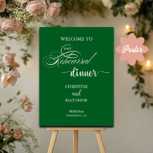 Affiche Élégant Script Green Rehearsal Dîner Bienvenue