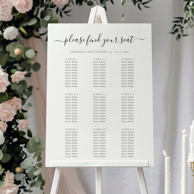 Affiche Elegant Script  Guest List Wedding Seating Chart (Créateur téléchargé)