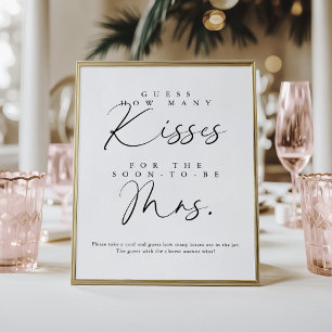 Affiche Élégant script manuscrit Combien de baisers jeu