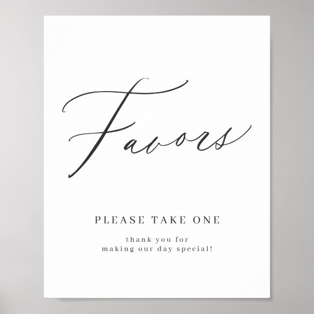 Affiche Elégant script mariage faveurs s'il vous plaît pre (Devant)