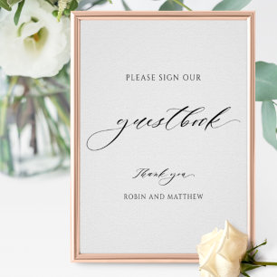 Affiche Élégant Script Mariage Guestbook Signal