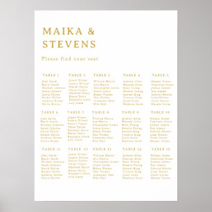 Affiche Élégant Script Mariage Table Sieger Chart Mousse