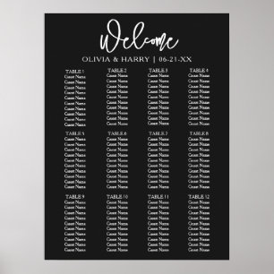 Affiche Élégant Script moderne Simple Mariage Seating Char
