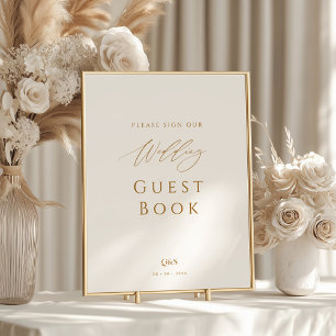 Affiche Élégant Script Monogramme Guest Book Mariage Sign