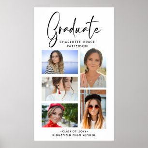 Affiche Élégant Script Multi Photo Graduate
