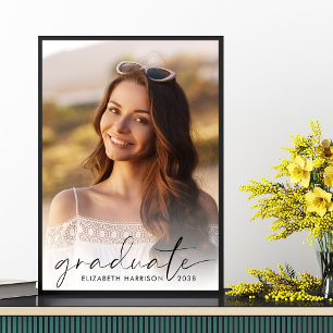 Affiche Élégant Script Photo Graduation Party