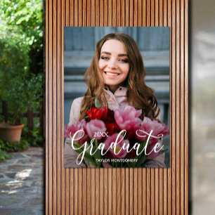 Affiche Élégant Script Photo Graduation Party