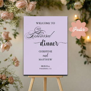 Affiche Élégant Script Purple Répétition Dîner Bienvenue