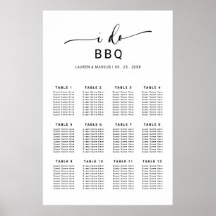 Affiche Élégant script rustique I Do BQ Seating Chart