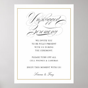 Affiche Élégant Script Unplugged Ceremony Sign Mariage