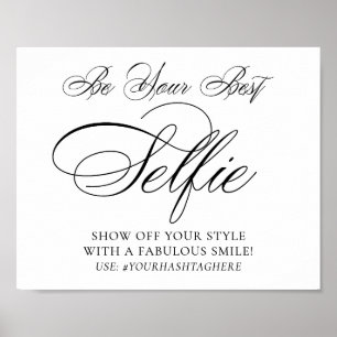 Affiche Élégant Selfie Smile Noir Script Votre Hashtag