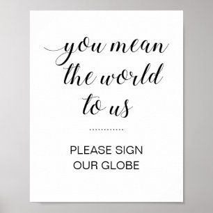 Affiche Élégant S'Il Vous Plaît Signer Notre Mariage Globe