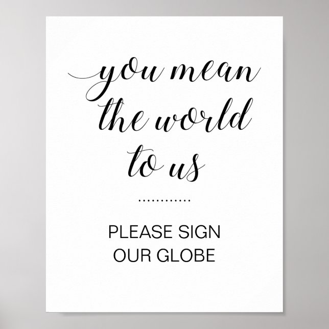 Affiche Élégant S'Il Vous Plaît Signer Notre Mariage Globe (Devant)