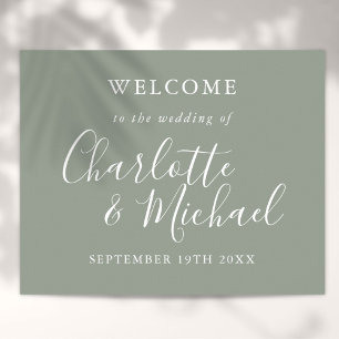 Affiche Elegant Silver Sage Signature Wedding Welcome