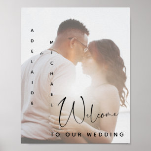 Affiche Élégant Simple Personnalisé Photo Mariage Bienvenu