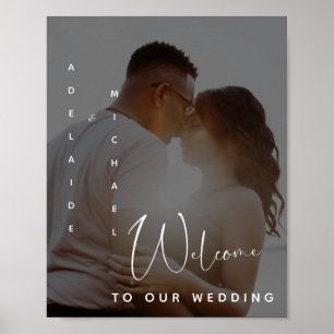 Affiche Élégant Simple Photo Personnalisé Mariage Bienvenu