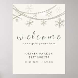Affiche Élégant Snowflakes Baby shower d'hiver Bienvenue