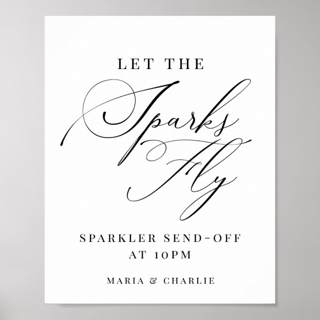 Affiche Élégant Sparkler Moderne Envoyer Mariage (Devant)
