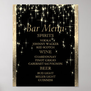 Affiche Élégant Starlights noir et or - Menu Bar