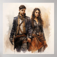 Elégant Steampunk Couple Art Victorien Vintage