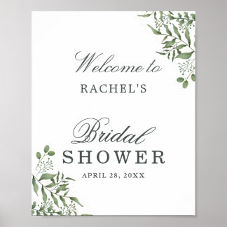 Affiche Élégant Succulent Feuilles d'eucalyptus Baby Showe