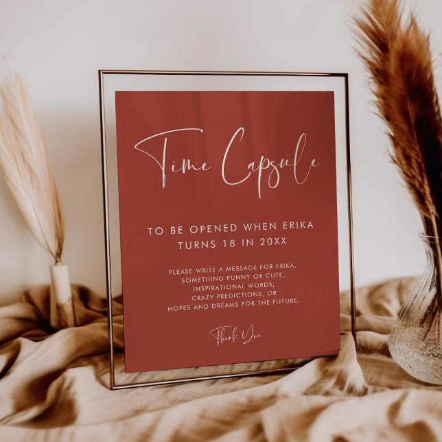 Affiche Elégant Terracotta Time capsule 1er Anniversaire s (Créateur téléchargé)