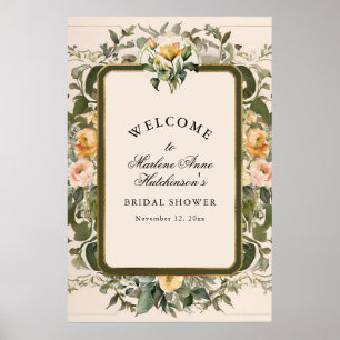 Affiche Élégant thé floral jaune de mariage