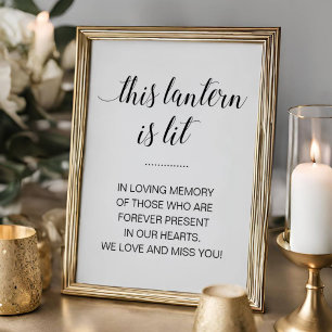 Affiche Elegant This Lantern Is Lit Wedding Memorial Sign
